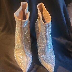 INC International Concepts Sparkling Silver Heeled Boots